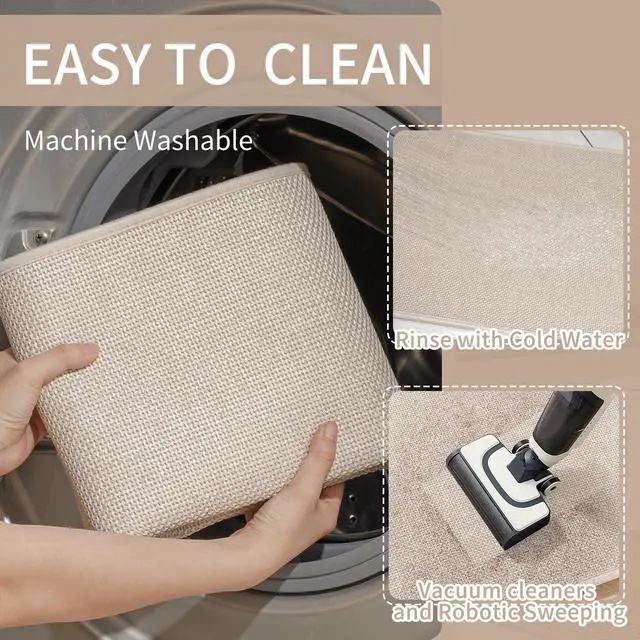 Alt view image 4 of 7 - Kitchen Mats for Floor, Super Absorbent Kitchen Rugs Non Slip Washable, Soft Imitation Linen Braided Standing Mat Kitchens Sink Mat, Easy to Clean, Beige 17x30