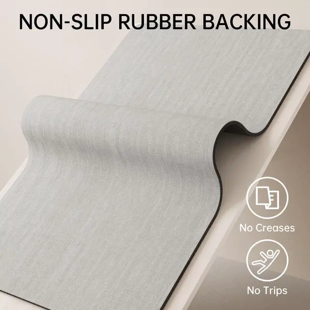 Alt view image 4 of 7 - Bath Mat Rug, Rubber Non-Slip Quick Dry Absorbent Thin Bathroom Rugs Fit Under Door Bathroom Floor Mats-Shower Rug for in Front of Bathtub, Sink, Shower Room(Light Grey,16"x24")