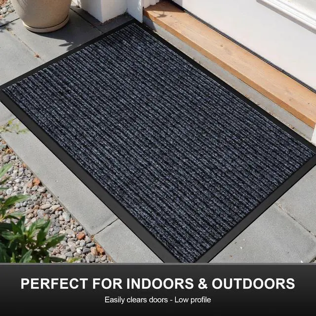 Alt view image 3 of 7 - Commercial Floor Mat Non-Slip Waterproof, 29"x17" Front Door Mat for High Traffic Areas, Easy Clean Low Profile Durable Rug, for Entryway, Indoor/Outdoor, Office, Industrial, Garage, Grey