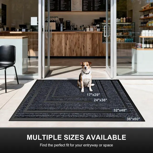 Alt view image 4 of 7 - Commercial Floor Mat Non-Slip Waterproof, 29"x17" Front Door Mat for High Traffic Areas, Easy Clean Low Profile Durable Rug, for Entryway, Indoor/Outdoor, Office, Industrial, Garage, Grey