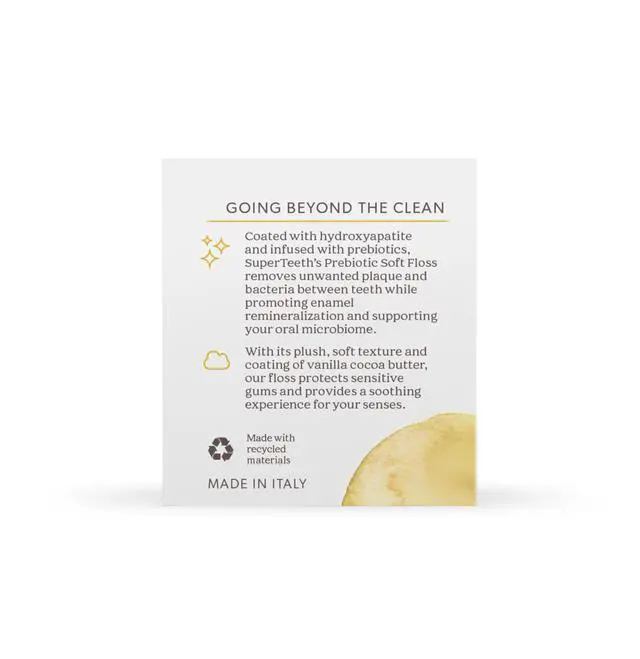 Alt view image 2 of 6 - Prebiotic Soft Floss with Hydroxyapatite and Xylitol, Expanding Dental Floss for Adults & Kids, Helps Sensitive Gums, Strengthen Enamel, Natural Plaque Remover, Fluoride & PFA-Free, Vanilla
