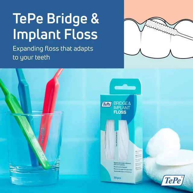 Alt view image 2 of 6 - Bridge and Implant Floss for Dental Implants, Bridges, and Braces, Dental Flossers, 30 Pieces