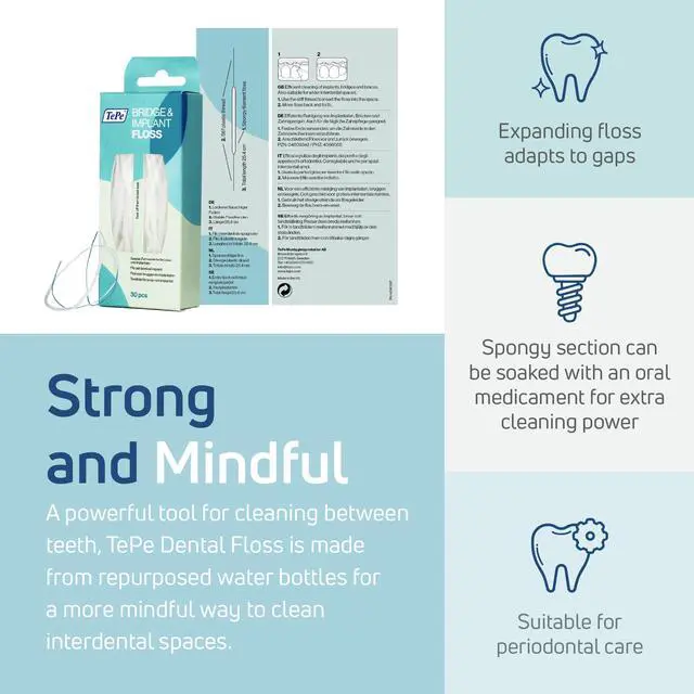 Alt view image 5 of 6 - Bridge and Implant Floss for Dental Implants, Bridges, and Braces, Dental Flossers, 30 Pieces