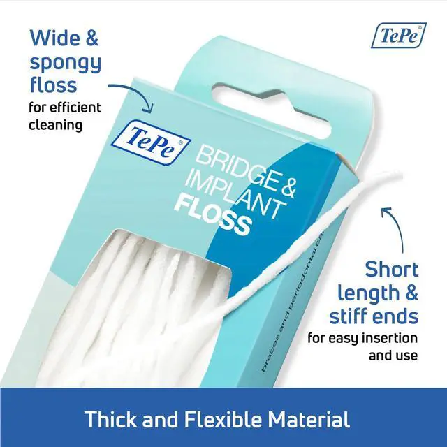 Alt view image 4 of 6 - Bridge and Implant Floss for Dental Implants, Bridges, and Braces, Dental Flossers, 30 Pieces