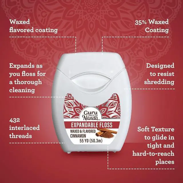 Alt view image 3 of 7 - Dental Floss, Cinnamon, Pack of 3, Waxed | 55 Yards | Expandable | Gentle Cleaning | For Wide Teeth