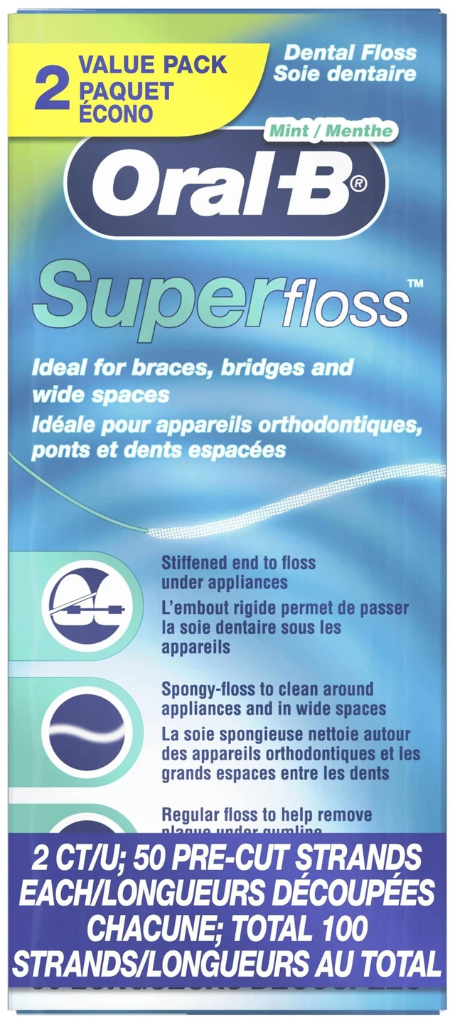 Alt view image 2 of 7 - Super Floss Pre-Cut Strands, Dental Floss for Bridges, Braces and Wide Spaces, 100 Strands