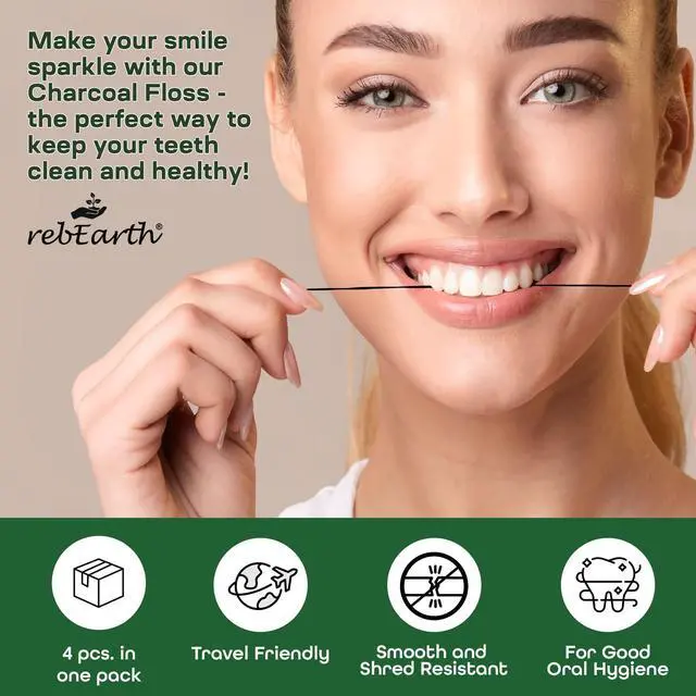 Alt view image 4 of 4 - Bamboo Charcoal Floss Refill 4-Pack 30m Mint Floss Each (120m Total) Reload Your Existing Glass Container Plastic-Free, Zero Waste, Shred Resistant Dental Floss