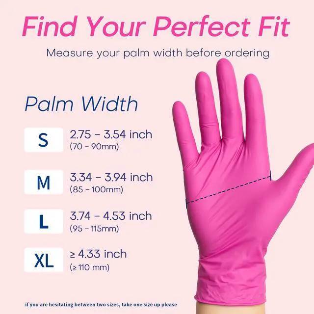 Alt view image 5 of 5 - Nitrile Exam Gloves, 4 Mil 100 Pcs Powder-Free Latex-Free Cooking Food-Safe Disposable Medical Gloves, Rose Orchid (Small)