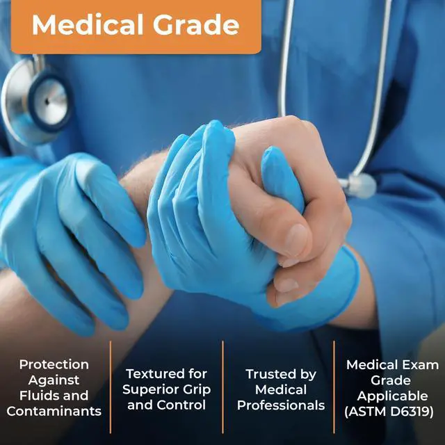 Alt view image 4 of 7 - Blue Nitrile Gloves Disposable Latex Free 4 Mil (X-Large, 100 Count)