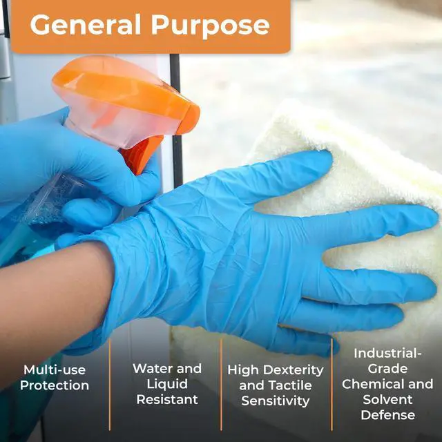 Alt view image 6 of 7 - Blue Nitrile Gloves Disposable Latex Free 4 Mil (X-Large, 100 Count)