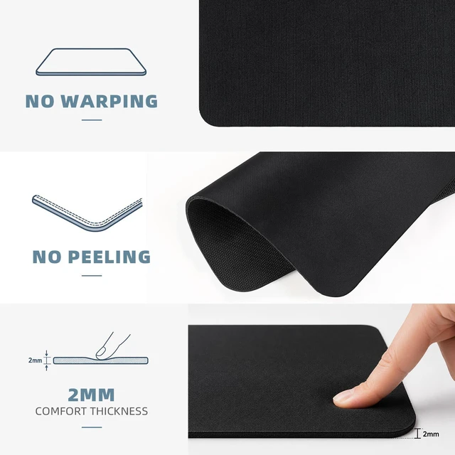 Alt view image 3 of 6 - 2 Pack Comfortable Mouse Pad, Non-Slip Rubber Base Washable Mousepad, Smooth Cloth Surface Office & Gaming Mouse Pad for Computer Laptop, 7 x 8 Inch, Black