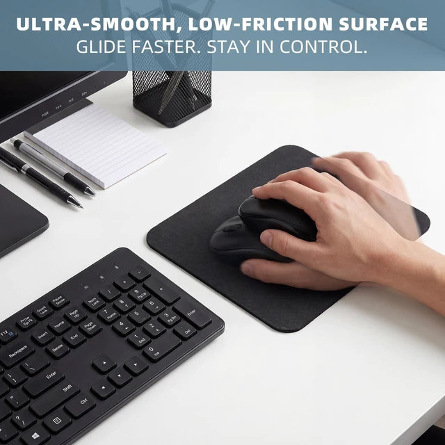 Alt view image 4 of 6 - 2 Pack Comfortable Mouse Pad, Non-Slip Rubber Base Washable Mousepad, Smooth Cloth Surface Office & Gaming Mouse Pad for Computer Laptop, 7 x 8 Inch, Black