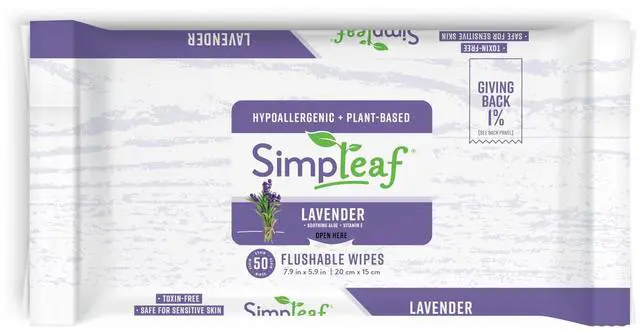 Main image of Lavender Essential Oil Flushable Wipes 50 Count (50 Count (Pack of 1), Lavender)
