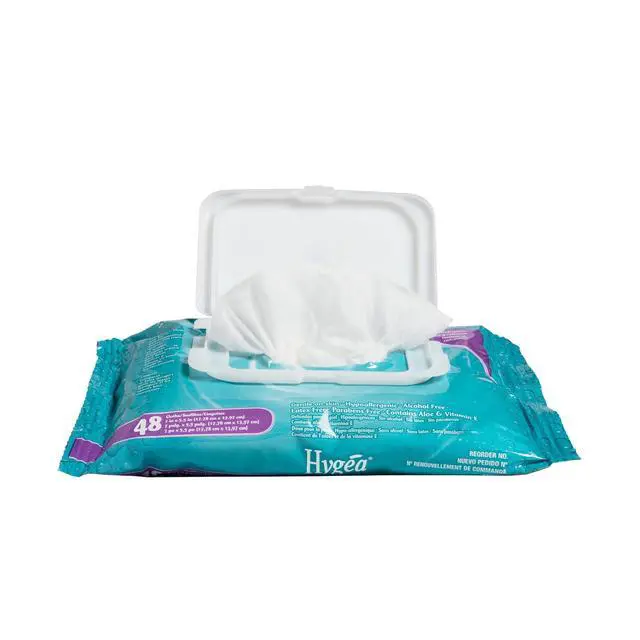 Alt view image 2 of 3 - Hygea Flushable Wipes, 48 Count, Plant-Based, Septic-Safe Moist Toilet Wipes, Gentle, Hypoallergenic Personal Cleansing Wipes with Aloe & Vitamin E, Alcohol & Paraben Free