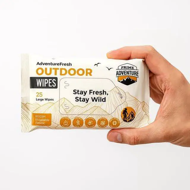 Alt view image 7 of 7 - AdventureFresh Outdoor Wipes 60 GSM Biodegradable Wet Wipes | Alcohol-Free, Aloe & Chamomile | Flushable Body Wipes for Camping, Hiking, Travel & Emergency Use Pack of 1