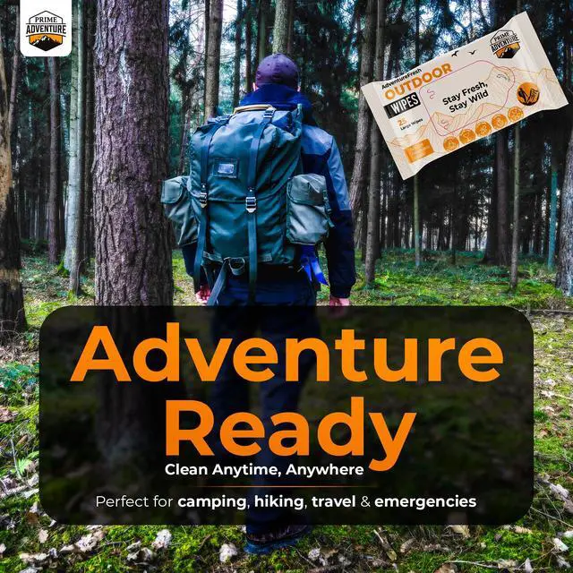 Alt view image 6 of 7 - AdventureFresh Outdoor Wipes 60 GSM Biodegradable Wet Wipes | Alcohol-Free, Aloe & Chamomile | Flushable Body Wipes for Camping, Hiking, Travel & Emergency Use Pack of 1
