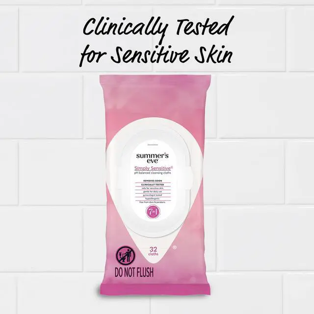 Alt view image 4 of 7 - Simply Sensitive Daily Gentle Feminine Wipes, Removes Odor, pH Balanced, 32 count