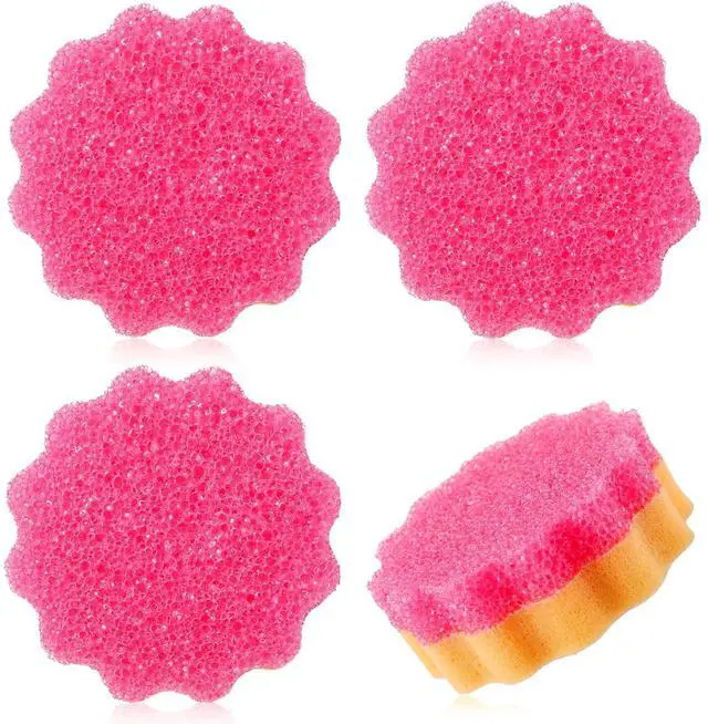 Main image of 3 Pcs Dual Sided Scrub Sponge Multi Functional Cute Temperature Sensitive Non Scratch Dish Sponge for Washing Dishes Kitchen Bathroom(Flower,Pink)