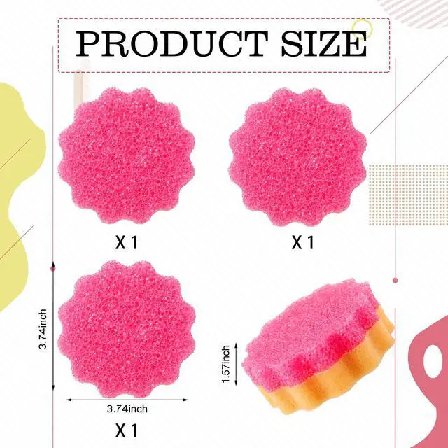 Alt view image 2 of 7 - 3 Pcs Dual Sided Scrub Sponge Multi Functional Cute Temperature Sensitive Non Scratch Dish Sponge for Washing Dishes Kitchen Bathroom(Flower,Pink)