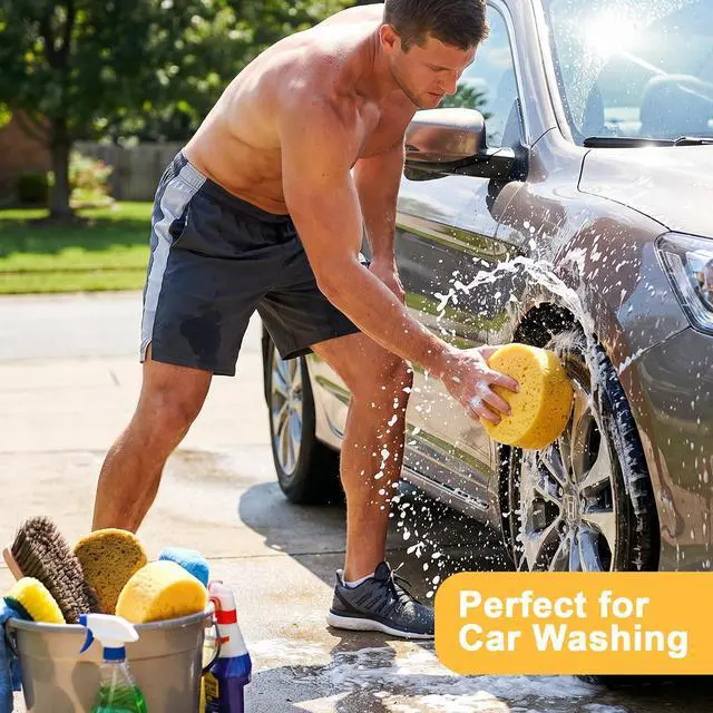 Alt view image 4 of 7 - Car Cleaning Sponge, Super Absorbent Big Sponge for Cleaning Car, Non-Scratch Round Sponges for Home/Kitchen/Boat Bail Washing (4.33×1.58 inch)