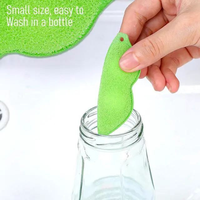 Alt view image 3 of 7 - 6 Pcs Magic Beans Bottle Cleaner Sponge Dust Sponge For Cleaning Reusable Bean Shape Water Bottle Cleaning Sponge Green Heat Resistance Bottle Brush For Internal Cleaning Of Small Mouth Cleaning Tools