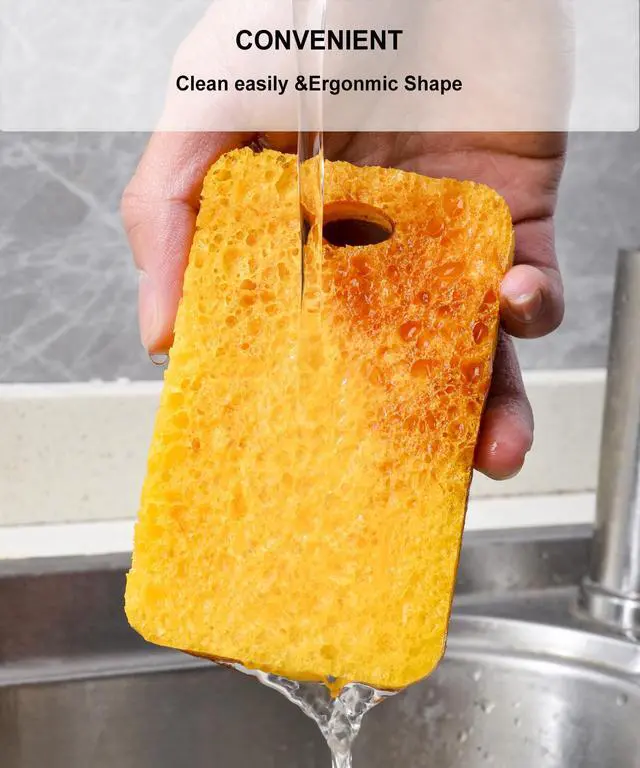 Alt view image 5 of 7 - 12-Count Scrub Sponges Kitchen Sponge Heavy Duty, Cellulose Sponges with Scouring Pads Dual-Sided for Kitchen and Household Use (Square-Multi)
