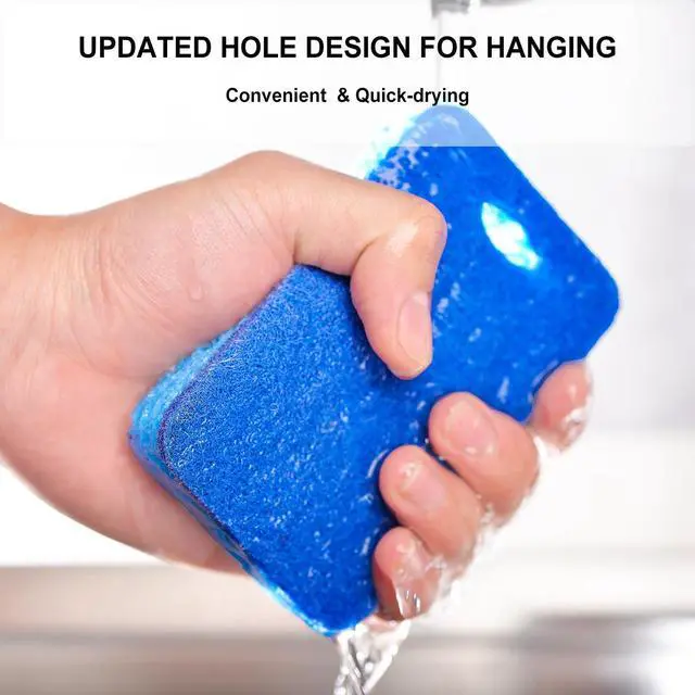 Alt view image 6 of 7 - 12-Count Scrub Sponges Kitchen Sponge Heavy Duty, Cellulose Sponges with Scouring Pads Dual-Sided for Kitchen and Household Use (Square-Multi)