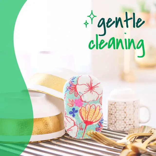 Alt view image 7 of 7 - Pop Up Kitchen Sponges, Unique Compressed Kitchen Sponge for Cleaning Gently, Floral Pattern Dish Scrubber that Expands with Water, 3 Scrubbing Sponges