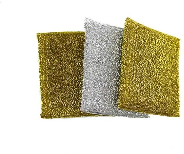 Main image of 6 Pieces Non-Scratch Scrub Sponges Pads, Cleaning Scrub Sponge, Dish Wash Sponge, Kitchen Sponge, Multi-Use Heavy Duty Scrub Sponge - (3 Gold+3 Silver