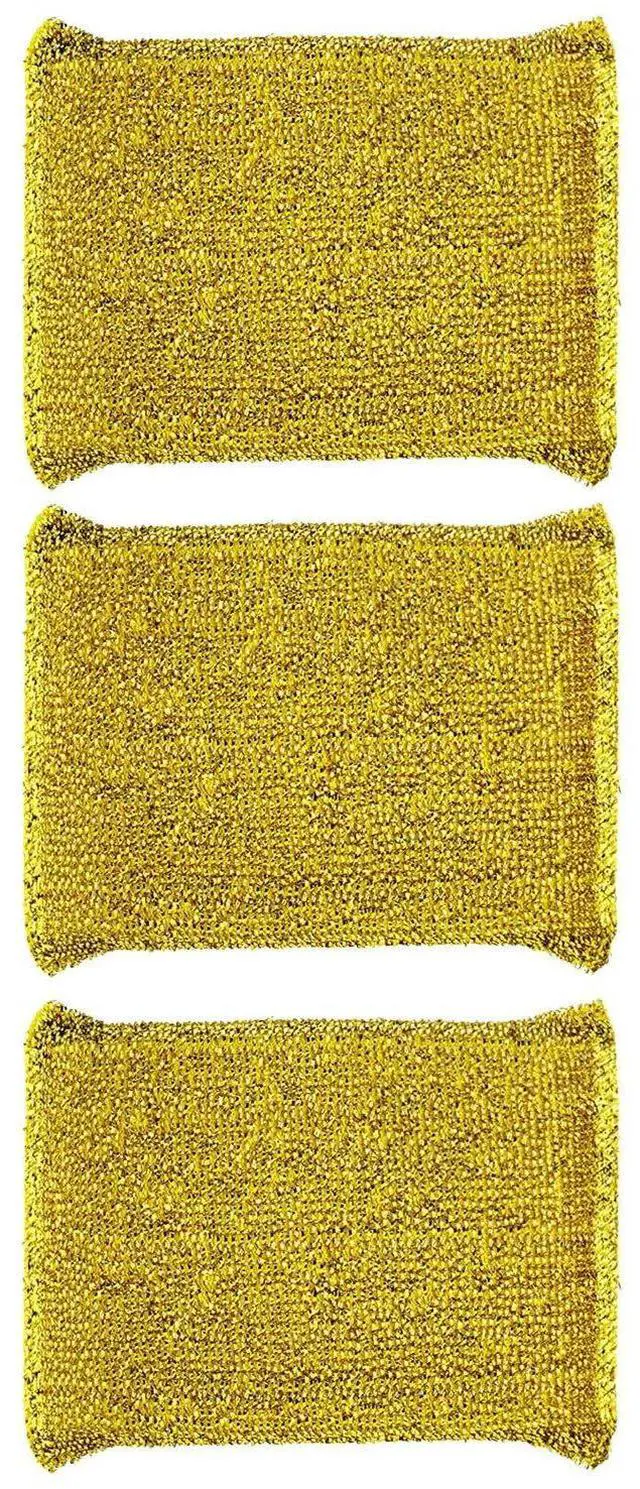 Alt view image 2 of 5 - 6 Pieces Non-Scratch Scrub Sponges Pads, Cleaning Scrub Sponge, Dish Wash Sponge, Kitchen Sponge, Multi-Use Heavy Duty Scrub Sponge - Gold