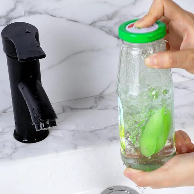 Alt view image 4 of 7 - 6 Pcs Bean Bottle Cleaning Sponge Reusable Bean Shape Water Bottle Cleaning Sponge Magic Heat Resistance Pod Sponges with Ceramic Balls Green Shaped Internal Tools of Small Mouth