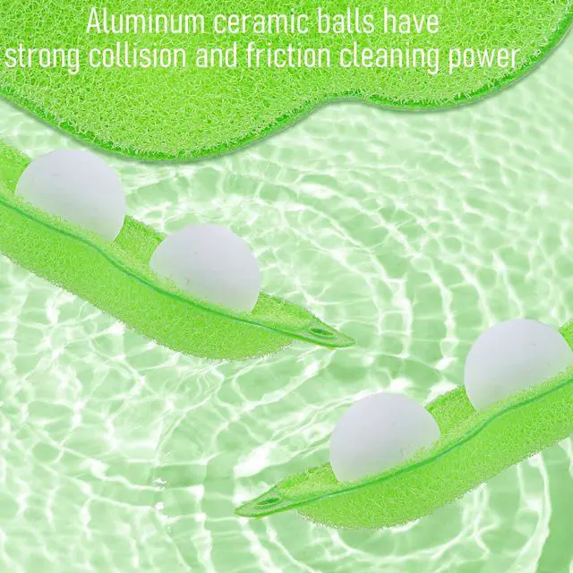Alt view image 3 of 7 - 6 Pcs Bean Bottle Cleaning Sponge Reusable Bean Shape Water Bottle Cleaning Sponge Magic Heat Resistance Pod Sponges with Ceramic Balls Green Shaped Internal Tools of Small Mouth