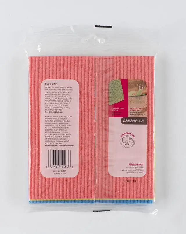 Alt view image 4 of 4 - Cellulose Sponge Cloths Set of 3 All-Purpose Reusable Cleaning Wipes, 8 x 7-Inch, Assorted Colors