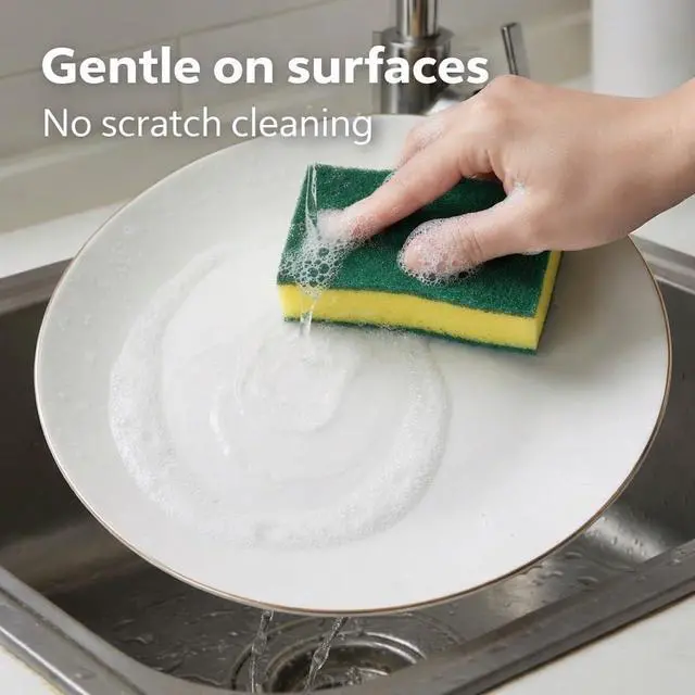 Alt view image 5 of 5 - Kitchen Cleaning Sponges, 12 Pack Non-Scratch Scrubber Sponges for Dishes, Pots & Pans, Heavy Duty Multi-Purpose Dish Sponges