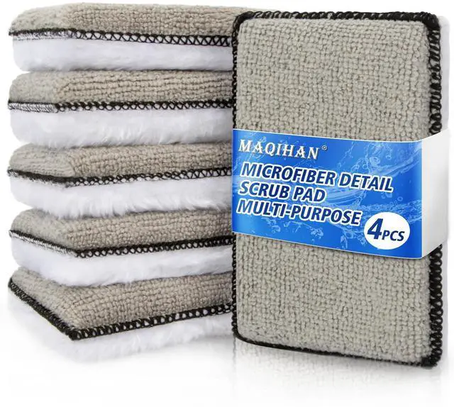 Main image of Microfiber Applicator Pad - 4PCS Microfiber Pads Detailing Sponge, 5x4 Inch Car Interior Detailing Kit for Leather Sofa Shoes Bags, Car Wash Sponge for Household Cleaning