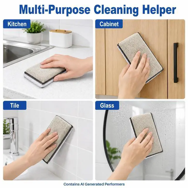 Alt view image 4 of 7 - Microfiber Applicator Pad - 4PCS Microfiber Pads Detailing Sponge, 5x4 Inch Car Interior Detailing Kit for Leather Sofa Shoes Bags, Car Wash Sponge for Household Cleaning