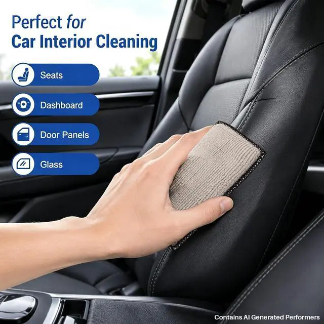 Alt view image 3 of 7 - Microfiber Applicator Pad - 4PCS Microfiber Pads Detailing Sponge, 5x4 Inch Car Interior Detailing Kit for Leather Sofa Shoes Bags, Car Wash Sponge for Household Cleaning