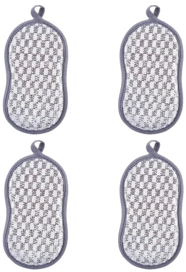 Main image of 4 Pack Dish Sponge for Washing Dishes Cleaning Kitchen, All-Purpose, Non Scratch, Rough Scrubbers Side for Non-Stick Cookware, Soft Microfiber Scrub Side for Dishes,Reusable Dishwashing Sponges