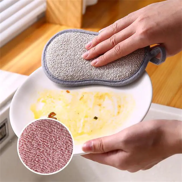Alt view image 7 of 7 - 4 Pack Dish Sponge for Washing Dishes Cleaning Kitchen, All-Purpose, Non Scratch, Rough Scrubbers Side for Non-Stick Cookware, Soft Microfiber Scrub Side for Dishes,Reusable Dishwashing Sponges