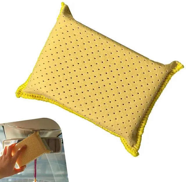 Main image of Car Windshield Cleaning Sponge Block, Non-woven Super Absorbent Window Glass Defogger, Double-Sided Microporous Suede Sponge, Portable Reusable Cleaning Supply for Cars (Yellow)