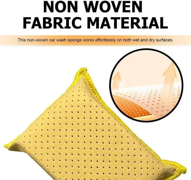Alt view image 4 of 6 - Car Windshield Cleaning Sponge Block, Non-woven Super Absorbent Window Glass Defogger, Double-Sided Microporous Suede Sponge, Portable Reusable Cleaning Supply for Cars (Yellow)
