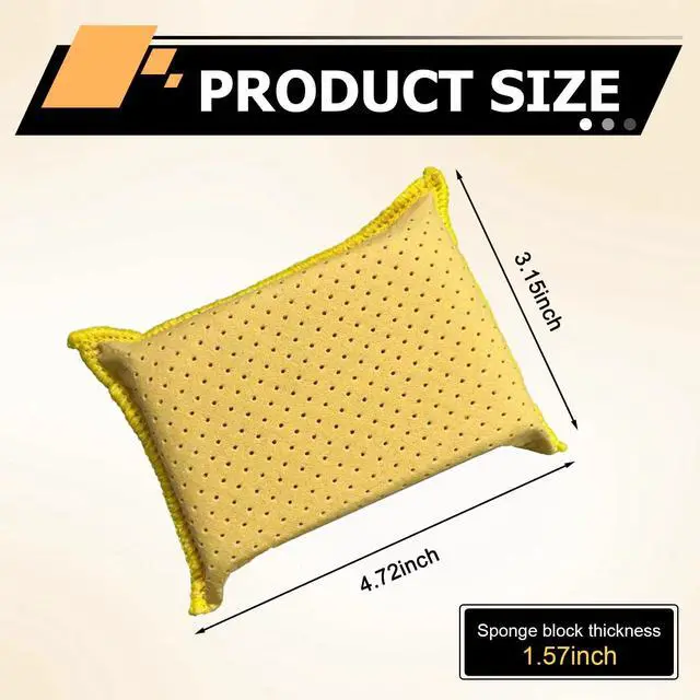 Alt view image 2 of 6 - Car Windshield Cleaning Sponge Block, Non-woven Super Absorbent Window Glass Defogger, Double-Sided Microporous Suede Sponge, Portable Reusable Cleaning Supply for Cars (Yellow)