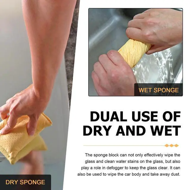 Alt view image 5 of 6 - Car Windshield Cleaning Sponge Block, Non-woven Super Absorbent Window Glass Defogger, Double-Sided Microporous Suede Sponge, Portable Reusable Cleaning Supply for Cars (Yellow)