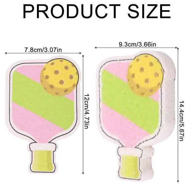 Alt view image 2 of 7 - 4pcs Compact Kitchen Sponges, Reusable Pickleball Cleaning Cellulose Sponge Wood Pulp Pickleball Gift Fun and Quirky Kitchen Accessory Household Gadget
