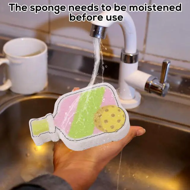 Alt view image 3 of 7 - 4pcs Compact Kitchen Sponges, Reusable Pickleball Cleaning Cellulose Sponge Wood Pulp Pickleball Gift Fun and Quirky Kitchen Accessory Household Gadget