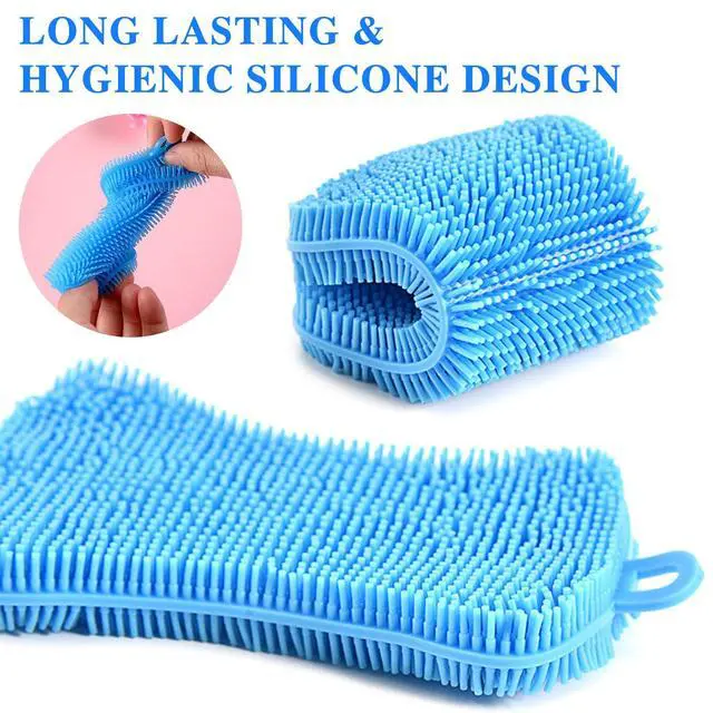 Alt view image 2 of 7 - 6 PCS Silicone Dish Sponges, Super Durable Safe and Dry Fast Silicone Sponge, Multi-Purpose Sponge Kitchen Gadgets, Reusable Rubber Kitchen Dish Dishes Fruits Vegetables Washing Cleaning Sponge Brush.