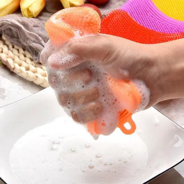 Alt view image 3 of 7 - 6 PCS Silicone Dish Sponges, Super Durable Safe and Dry Fast Silicone Sponge, Multi-Purpose Sponge Kitchen Gadgets, Reusable Rubber Kitchen Dish Dishes Fruits Vegetables Washing Cleaning Sponge Brush.