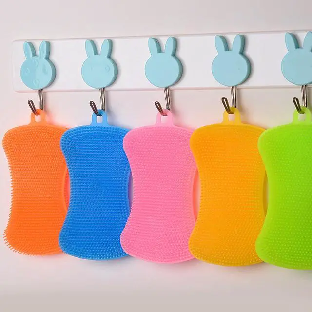 Alt view image 7 of 7 - 6 PCS Silicone Dish Sponges, Super Durable Safe and Dry Fast Silicone Sponge, Multi-Purpose Sponge Kitchen Gadgets, Reusable Rubber Kitchen Dish Dishes Fruits Vegetables Washing Cleaning Sponge Brush.