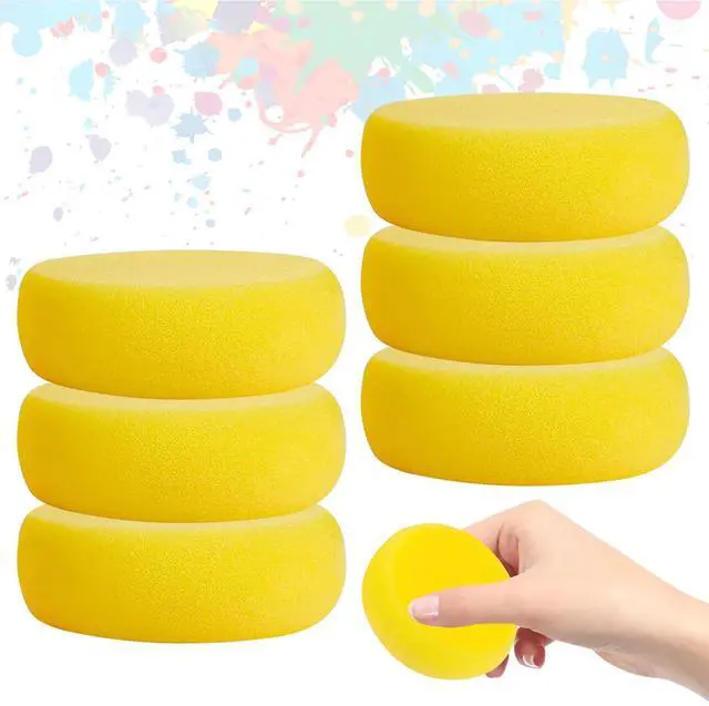 Main image of 6PCS Pottery Sponges,3'' Yellow Round Paint Sponges,Synthetic Artist Sponge,Watercolors Sponge for Painting & Craft Clay & Cleaning Leather Ceramics Wall (6 Pcs)