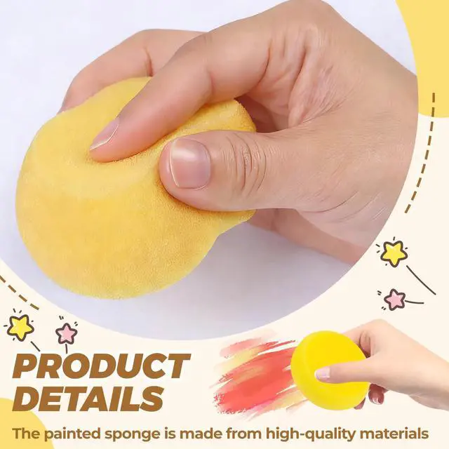 Alt view image 3 of 7 - 6PCS Pottery Sponges,3'' Yellow Round Paint Sponges,Synthetic Artist Sponge,Watercolors Sponge for Painting & Craft Clay & Cleaning Leather Ceramics Wall (6 Pcs)